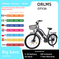 Adult Electric Bike ORLMS CITY26 500W Motor 48V15Ah Battery City Commuter Electric Bike 26 Inch Tire City Electric Bike