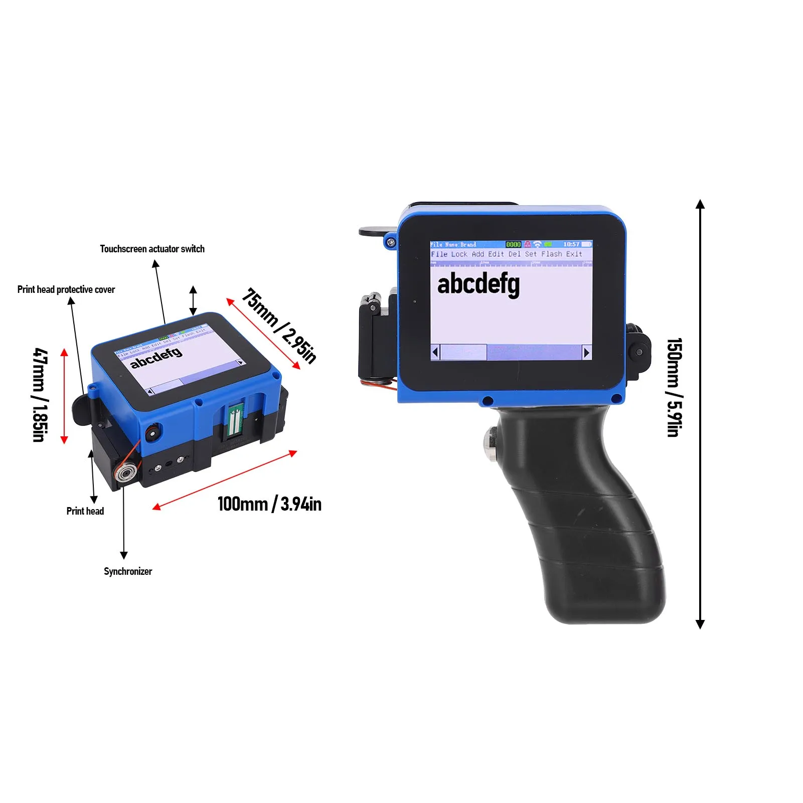 【ساخن】طابعة نافثة للحبر محمولة 12.7 مم تدعم متعدد اللغات، وحدة ترميز نفث الحبر المحمولة 4.3 بوصة لملصق تاريخ رقم النص