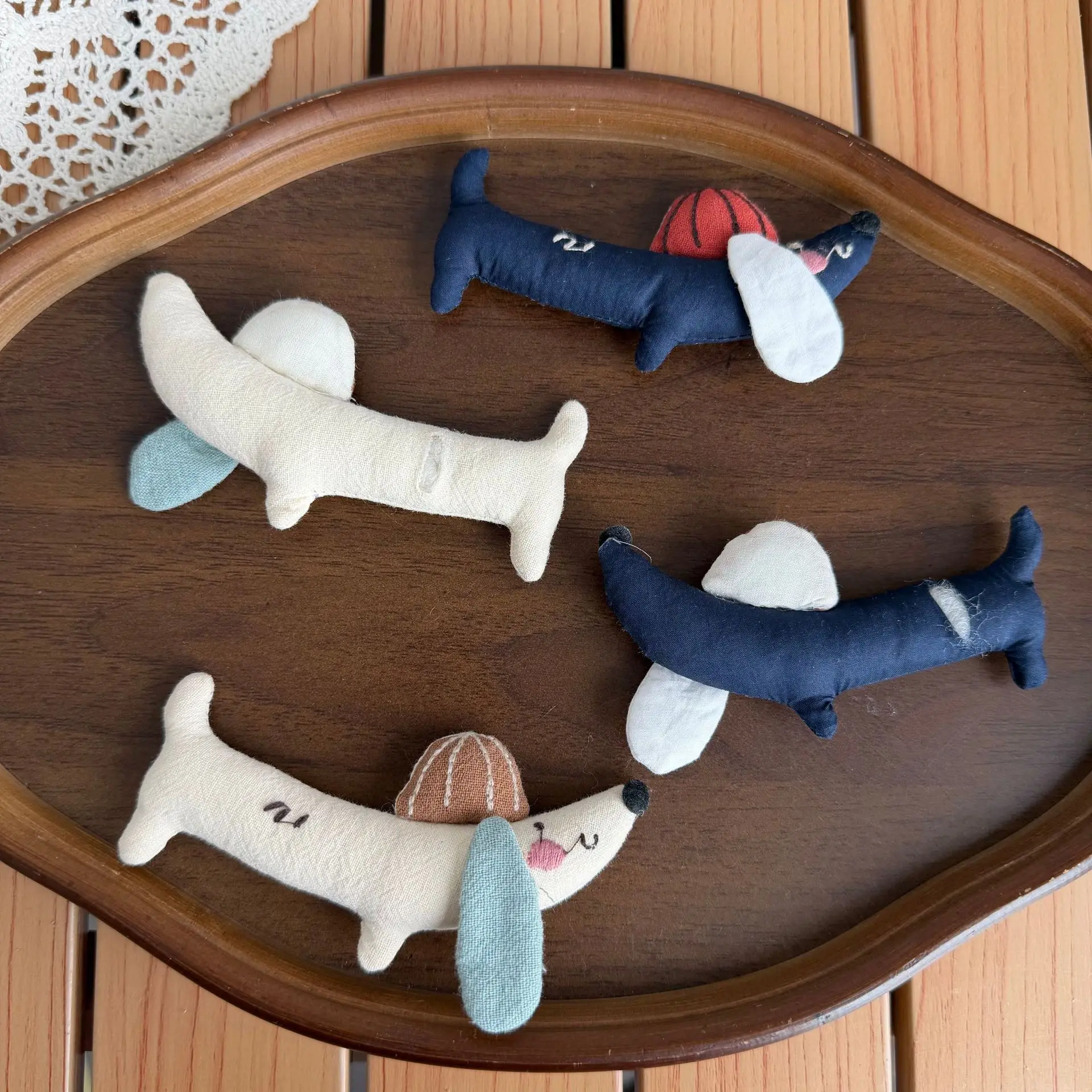 Long Slim Dog Plush Pendant Woodland Style for Car Keychain Bag Charm Phone Strap Autumn Winter Cute Soft