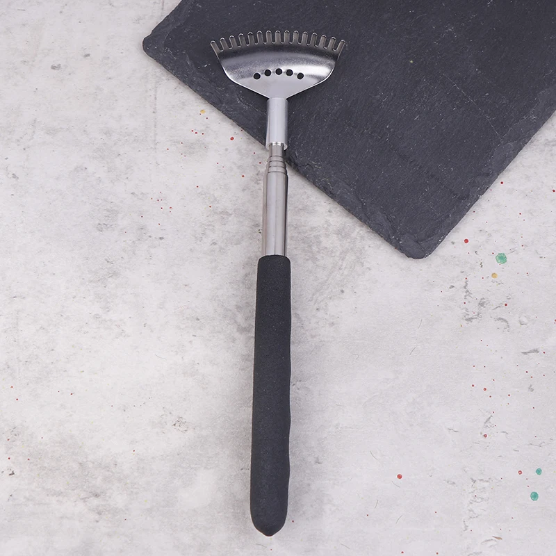 Extendable Back Scratcher The Head Has 15 Rakes, Stainless Steel Portable Telescopic Rubber Handle Back Scratchers