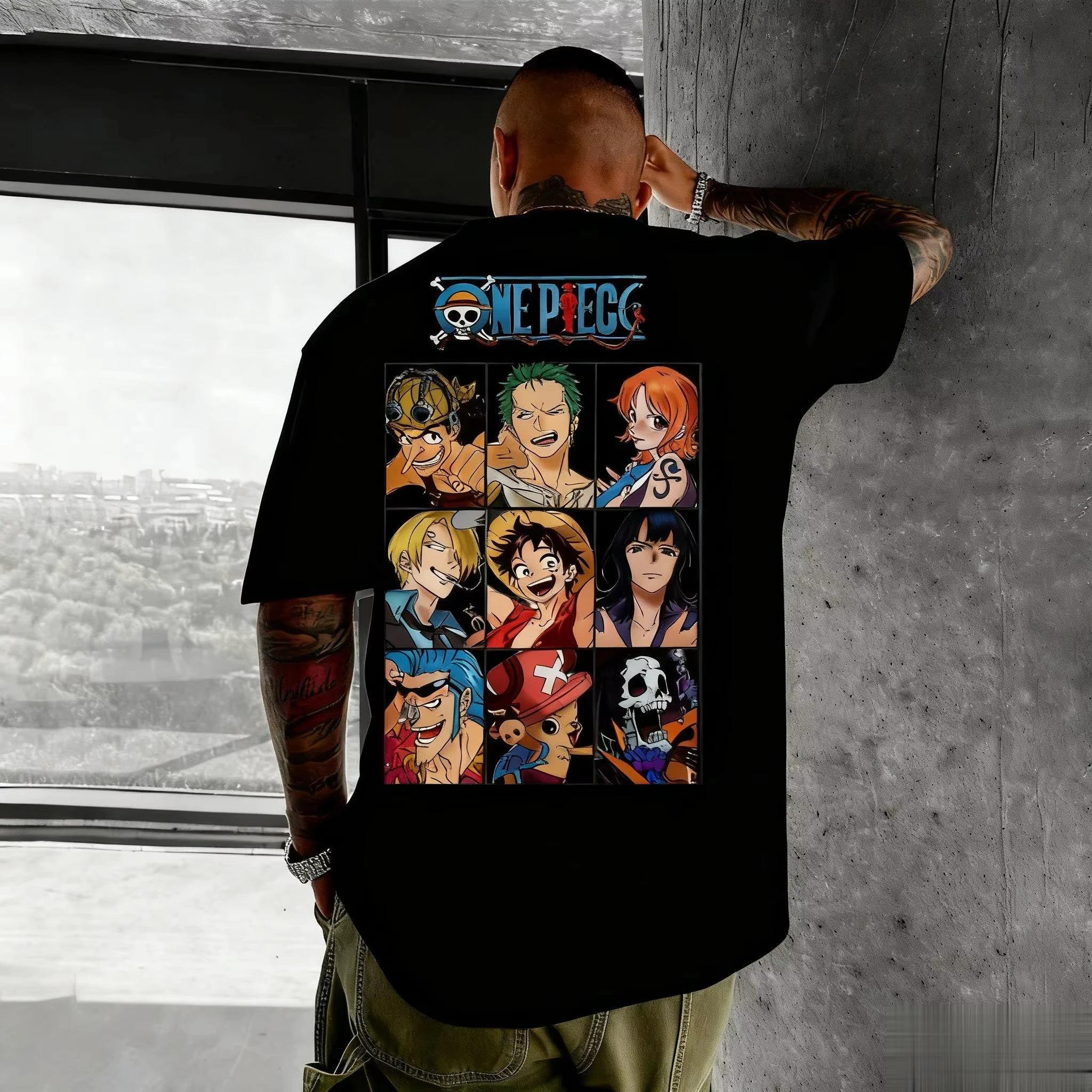 

Bandai One Piece Luffy Print Y2K Short-sleeved Loose Men's and Women's 2026 Summer Commuting Breathable Sports Cotton T-shirt