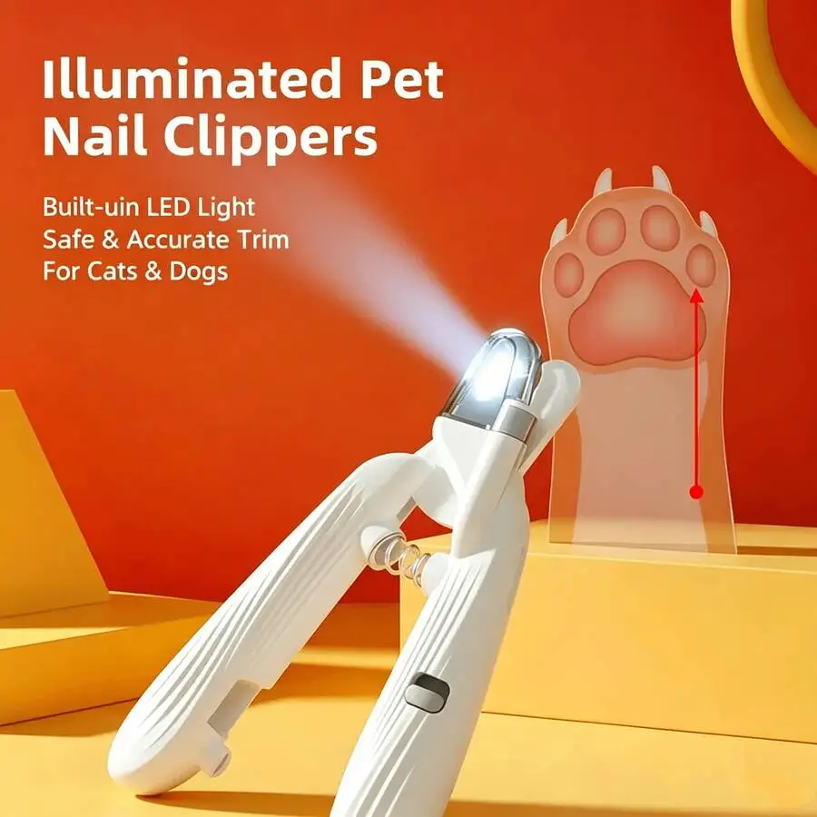 Precision LED Pet Nail Clippers with Illuminated Light, Grooming Tool for Kittens Puppies Rabbits Small Pets