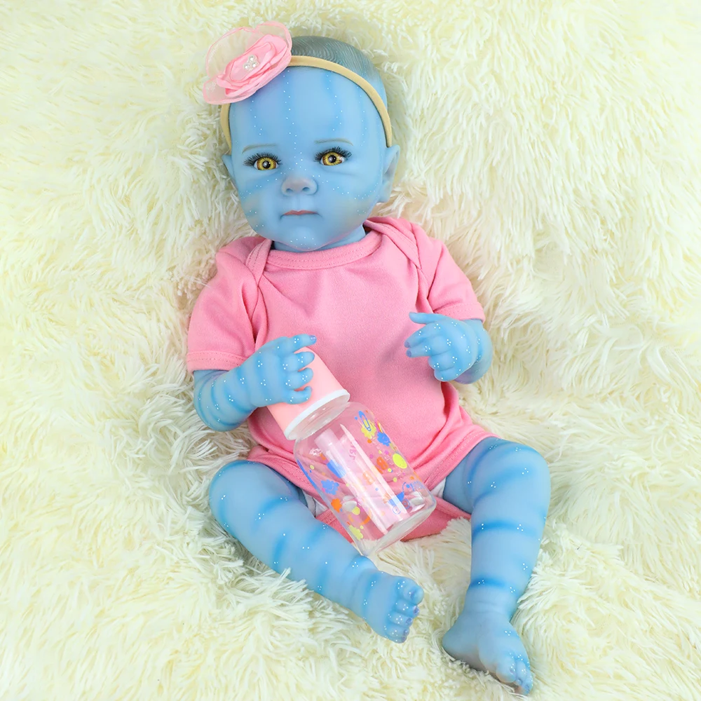

18-дюймовые куклы Reborn Baby Blue, ручная работа, картина, фея-аватар, реалистичная, настоящая, мягкая на ощупь, маленькая кукла, милый, удобный ребенок