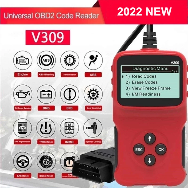 

Professional OBD2 Scanner V309 Automotive OBD Code Reader Car Scan Erase/Reset Fault Codes Car Anto Diagnostic Scanner Tool