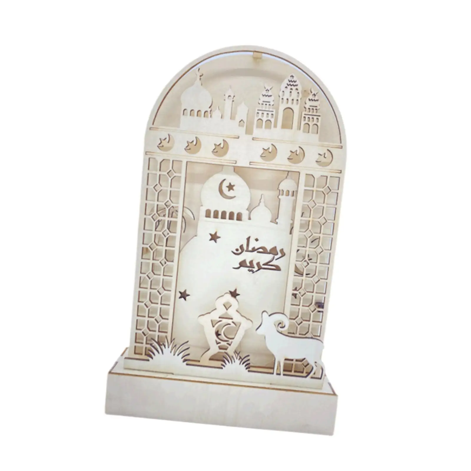 Wooden Eid Mubarak LED Light Eid Mubarak Decoration for Home Office Bedside