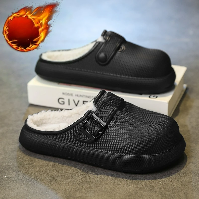 شباشب قطنية شتوية شهيرة للجنسين من القطيفة للاستخدام الداخلي، نصف شباشب على طراز الزوجين