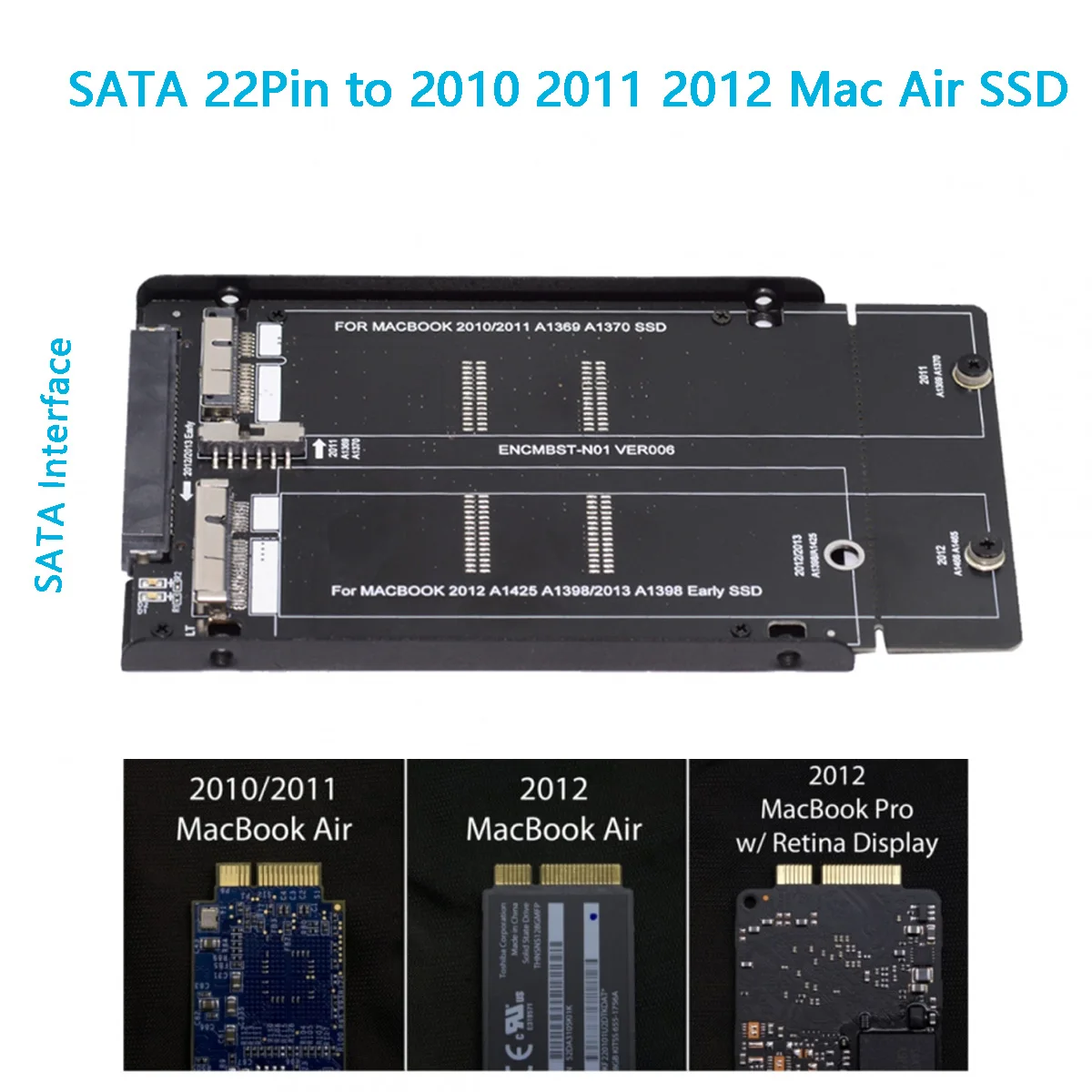 Hard Drive Adapters 2.5inch SATA 22Pin to 2010 2011 2012 Mac Air Pro Retina SSD 12+6Pin 17+7Pin A1425 A1398 MC975 MC976