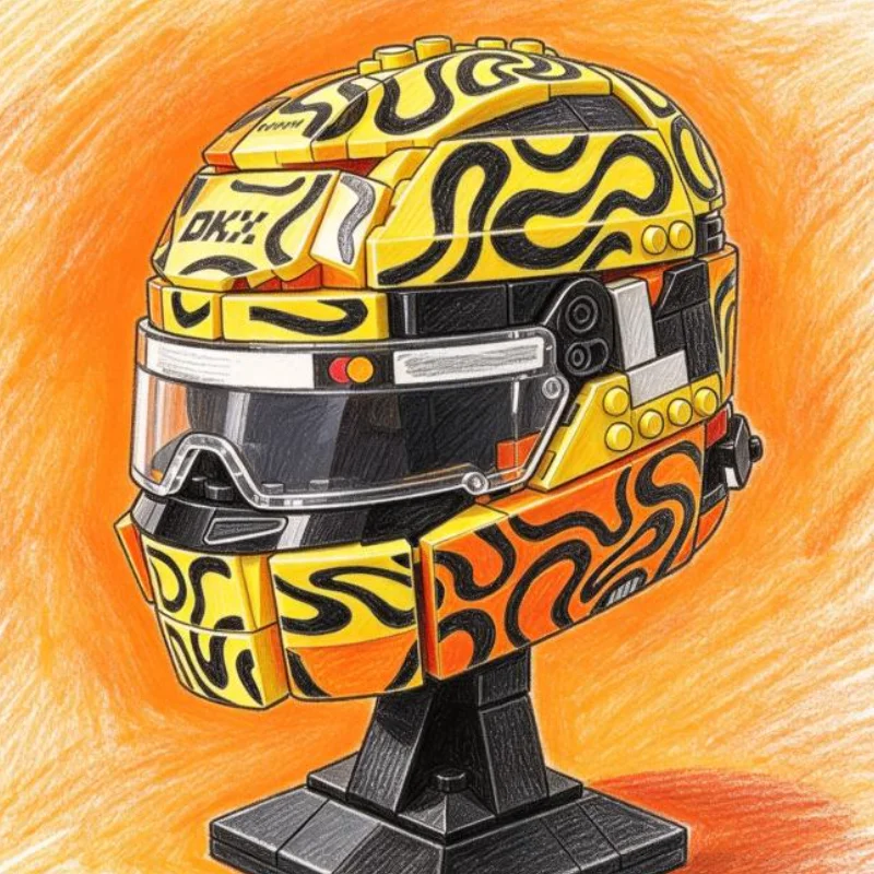 2026 New 793pcs Racing Car Racing Driver Lando Norris Yellow Helmet Puzzle Model Building Block Toys For Birthday Festival Gifts