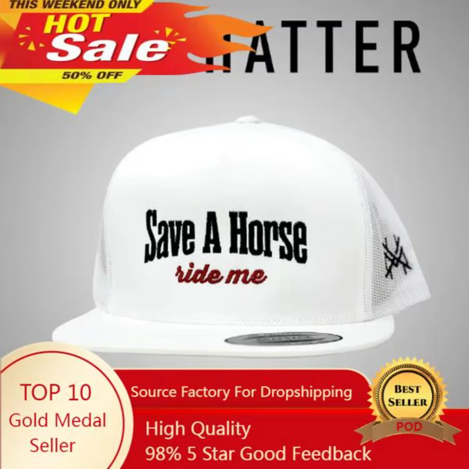 

Save A Horse Ride Me Embroidered Trucker Hat Snapback Baseball Cap Fashion Dad Hats Adjustable Sunhat Outdoor Caps
