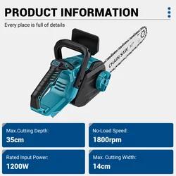 Drillpro Brushless Electric Chainsaw Oil Adjustment Woodworking Power Tool Graden 12Inch Cordless Chainsaw for Makita Battery