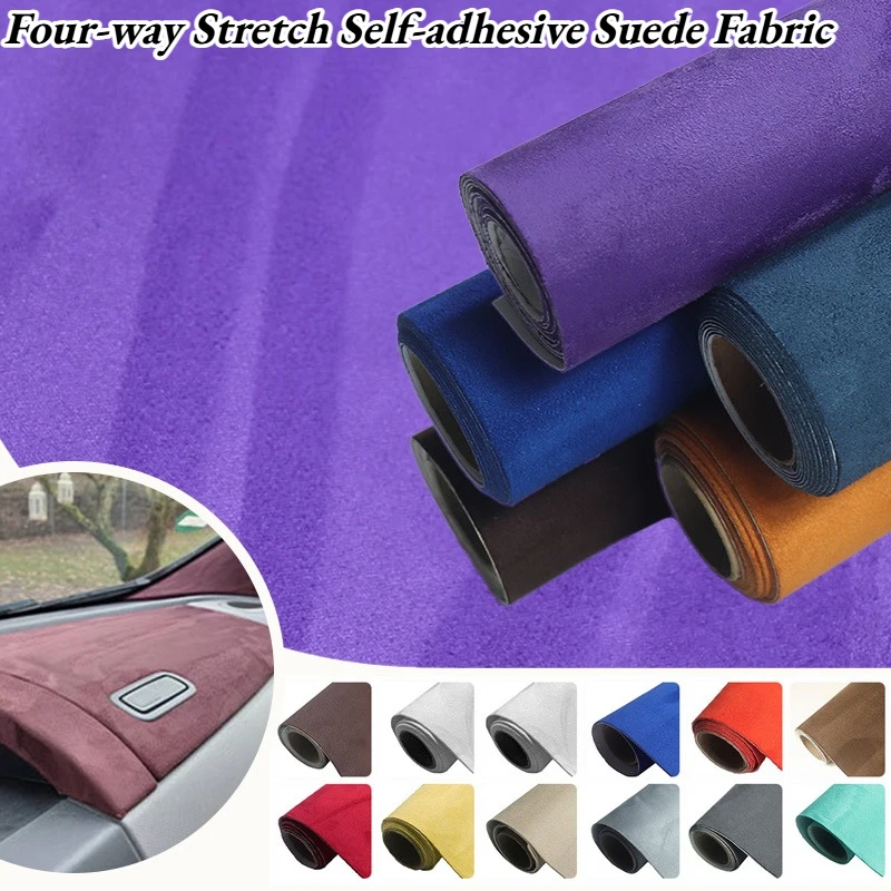 Four-way Stretch Self-adhesive Suede Fabric for Car Interior Modification Door Panel Workbench DIY Sewing Upholstery Cloth