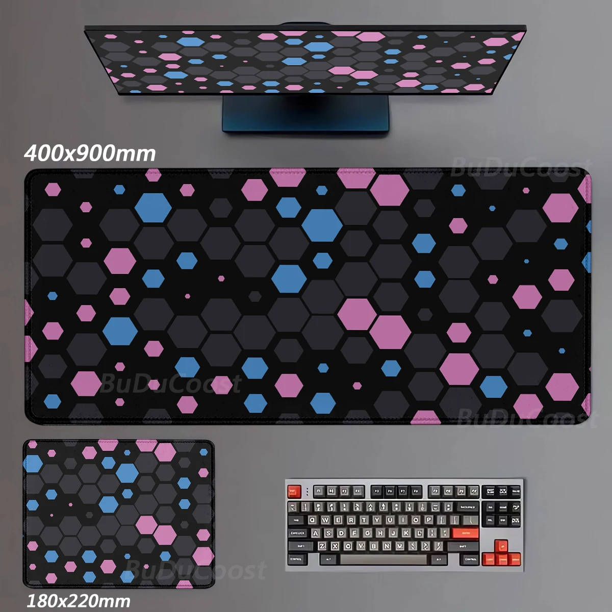 400x900mm Rubber Large Mousepad Hexagon Geometric Art Game Mouse Pad For Gamer Laptop Table Decoration Office Non-slip mouse pad