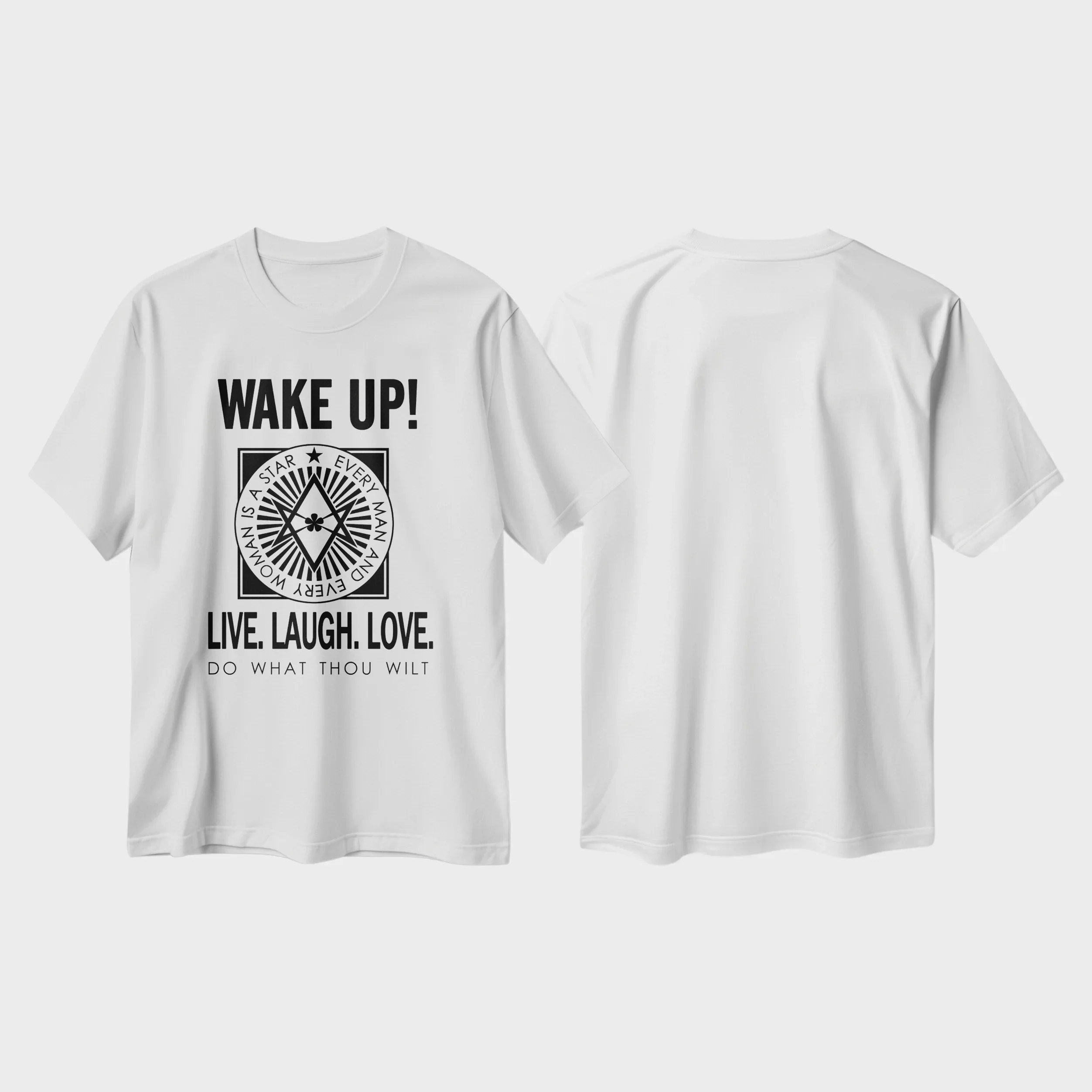 Funny Aleister Crowley T-shirt Wake Up Live Laugh Love Do What Thou Wilt Cotton Vintage Short Sleeve