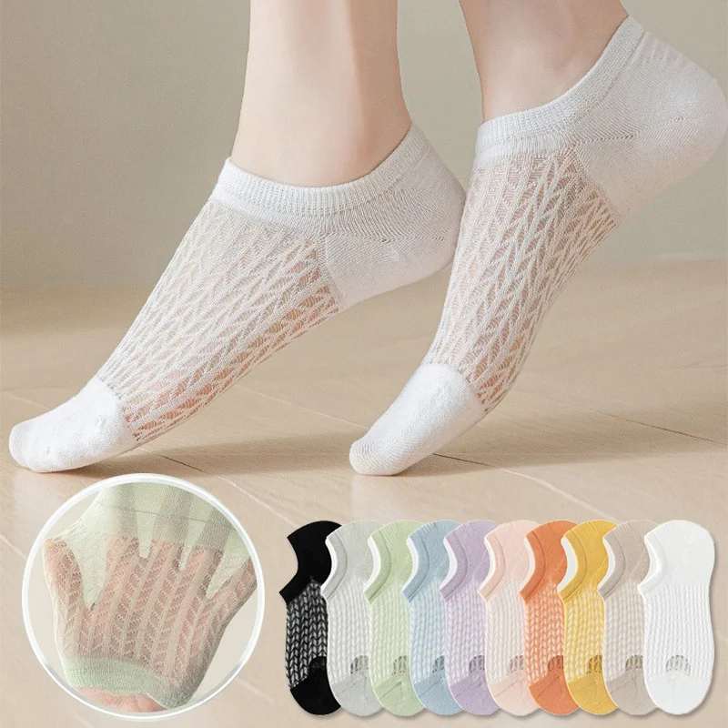 

3/6 пар летних женских носков, невидимые носки с низким вырезом, дышащие сетчатые носки с защитой от запаха, однотонные повседневные носки