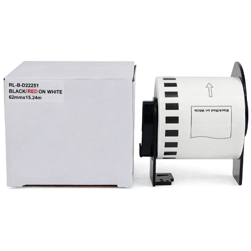 DK-22251 DK22251 Continuous Thermal Label Print Roll Black/Red on White For Brother QL-800 QL-810W QL-820NWB Label Printer