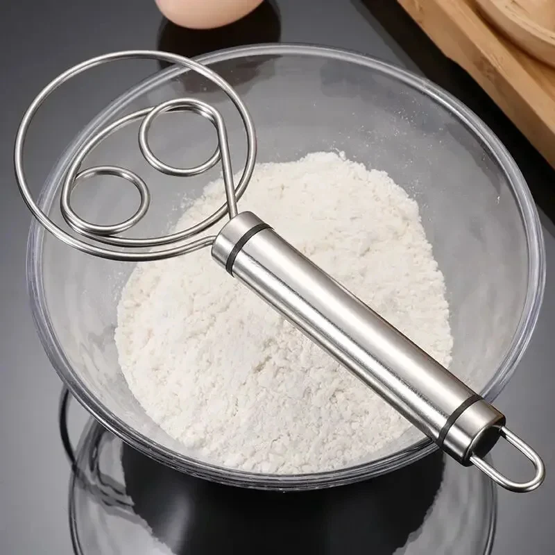 Danish Dough Bread Whisk Stainless Steel Handle Kitchen Baking Tools Manual Mixer Egg Beater Cream Utensils Self Turning Pastry