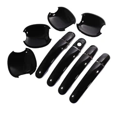 For Ford Focus 2012 2013 2014 2015 Glossy Black Chrome Car Door Handle Cover Bowl Trim Overlays Styling Accessories