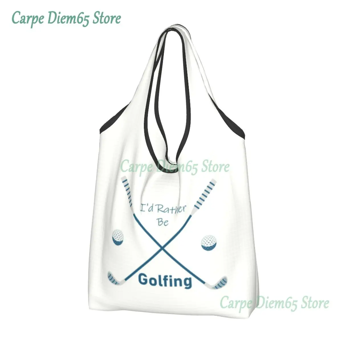 

I'd Rather Be Golfing Groceries Shopping Bag Cute Shopper Tote Shoulder Bags Large Capacity Portable Golfer Golf Ball Handbag