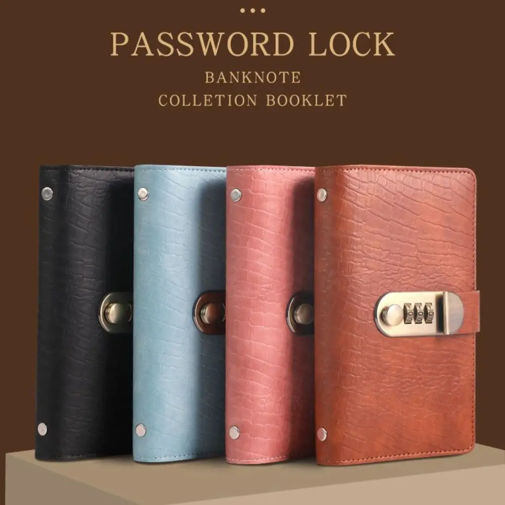 PU Leather 100 Envelope Challenge Binder Waterproof With Password Lock Budget Saving Book Reusable Banknote Colletion Booklet