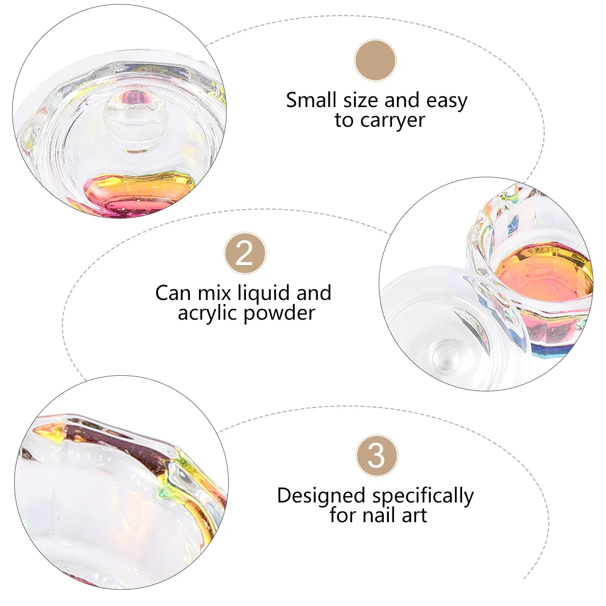 2 Stuks Nail Crystal Cups Mini Glazen Kommen Acryl Vloeibaar Poeder Mengschotel voor Nail Art Salon Technicus DIY Gebruik