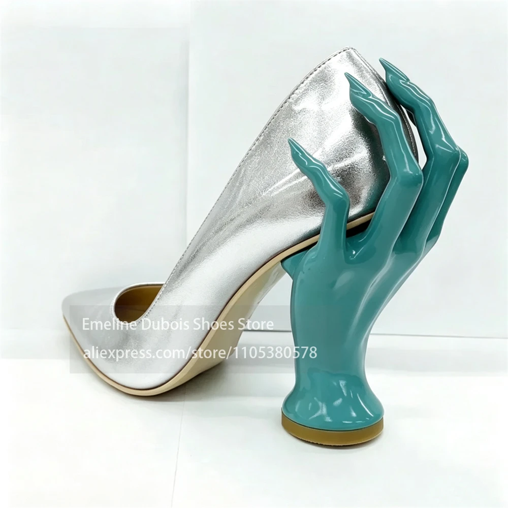 광택 있는 에나멜 가죽 손 모양 조각 힐 펌프스, 포인 - Patent Leather Pump 리뷰 및 가격