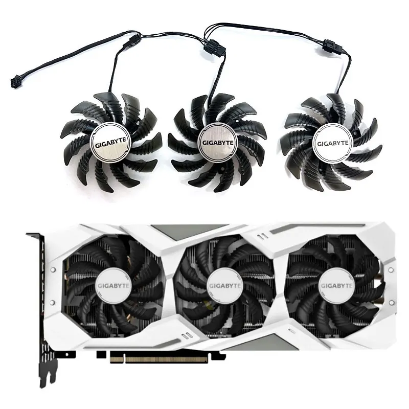 75MM  new for GIGABYTE GeForce RTX2060 2060S 2070 GAMING OC 3X white graphics card replacement fan PLD08010S12HH