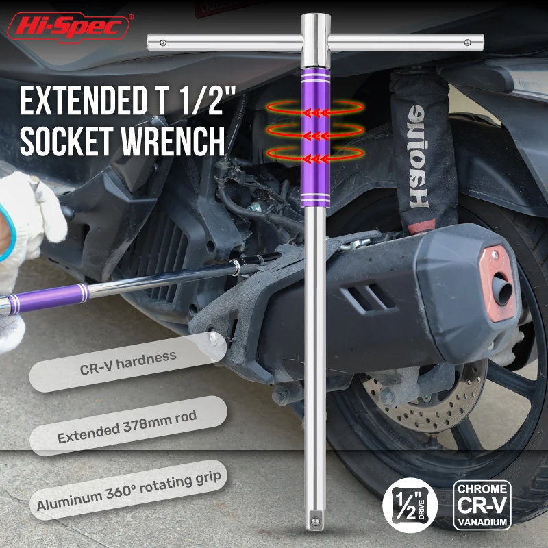 Hi-Spec Extension T-type Hex Wrenches Bike Tools Detachable Handle Torque Wrench Socket Wrench Spanner Hand Repair Tool for Auto