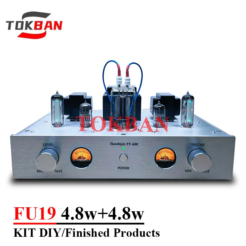 Tokban Fu19 Vacuum Tube Amplifier Diy Kit 4.8w*2 Vu Meter Bluetooth 5.0 2-channel Class A Amplifier Audio