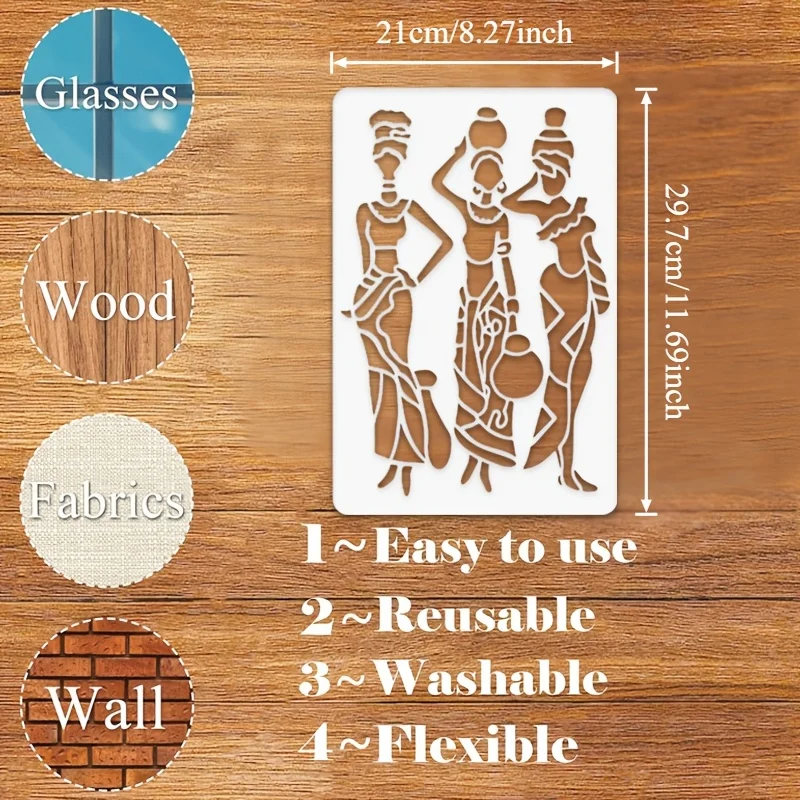 A4 29 *21cm African women DIY Stencils Wall Painting Scrapbook Coloring Embossing Album Decorative Paper Card Template,wall