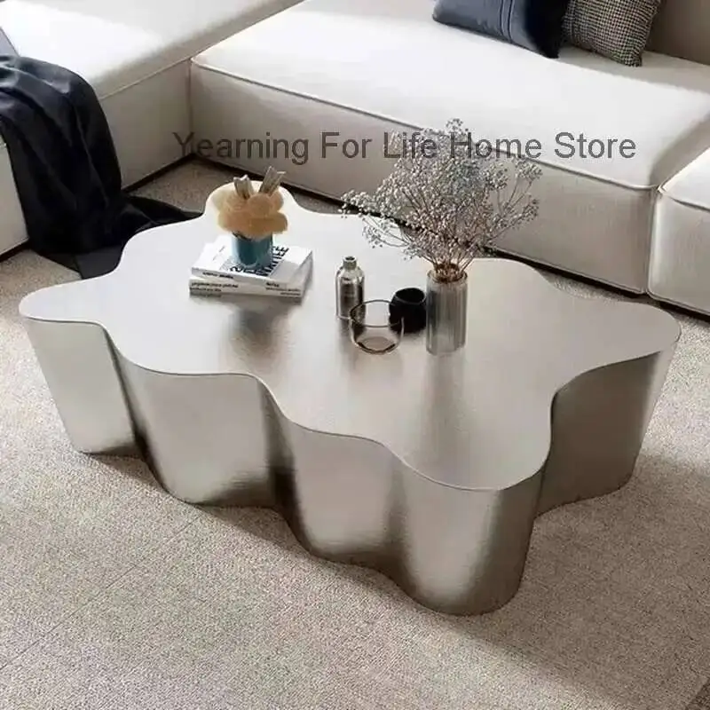 

Aesthetic Coffee Table Metal Unique Minimalist Industrial Designer Side Table Modern Luxury Mesa Auxiliar Postmodern Furniture