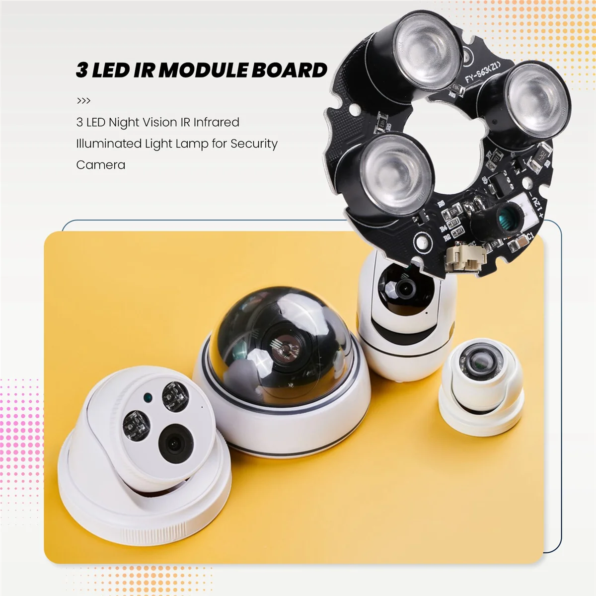 3-Array-IR-LED-Spotlicht Infrarot 3x IR-LED-Platine für CCTV-Kameras Nachtsicht (53 mm Durchmesser)
