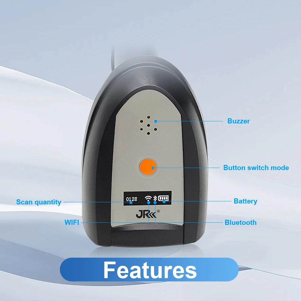 658DPG Rugged Stock 2.4G1D Wireless USB Barcode Scanner Fast Scanning Speed 2D Barcode Reader QR Code Scanner Black For Sale