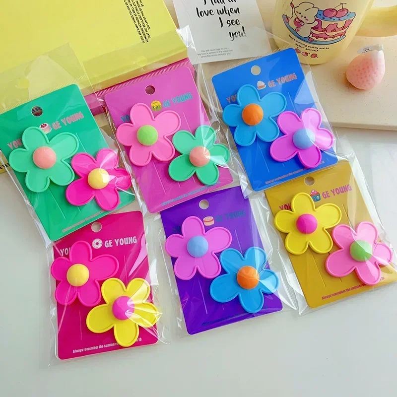 2Pc Koreaanse Schattige Kleurrijke Bloem Haarspeld Hairgrip Haarspeldjes Voor Meisjes Vrouwen Kinderen Childs Vintage Krab Voor Cadeau Haar Accessoires