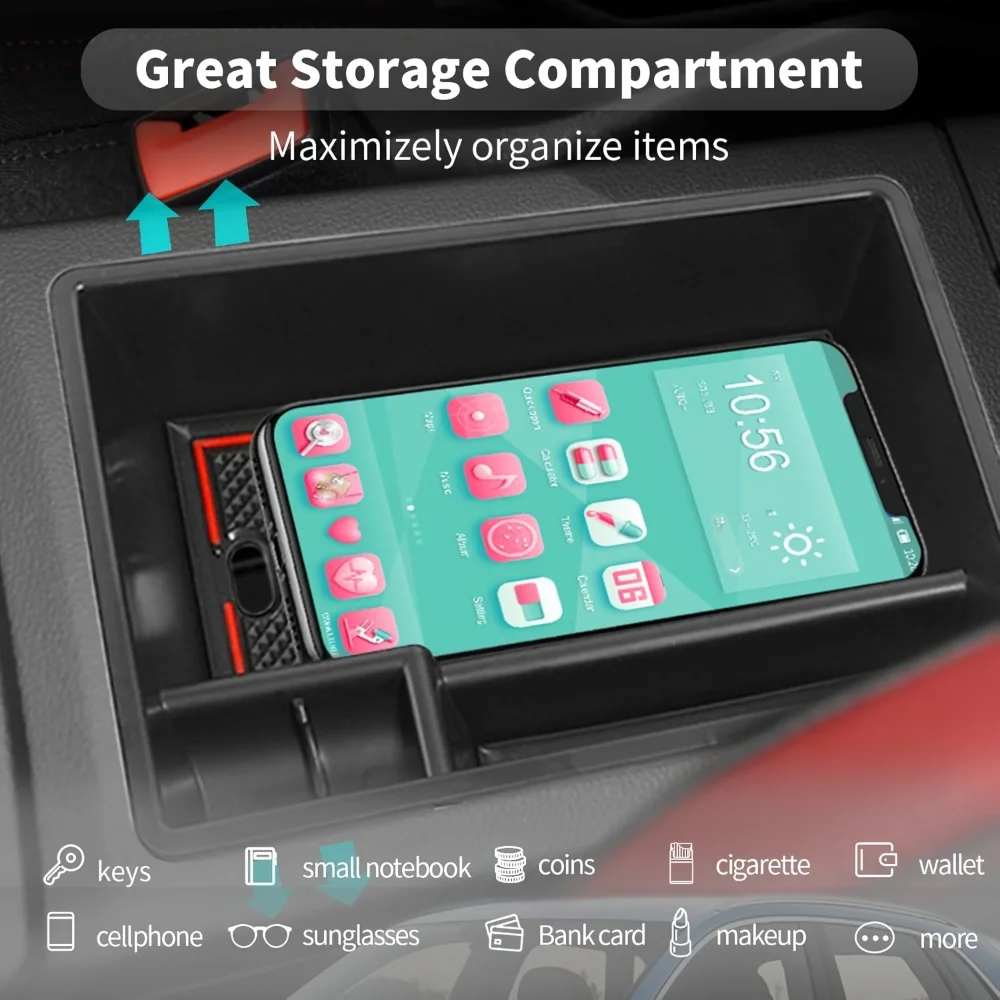 وحدة التحكم المركزية درج منظم لأودي Q3 2019-2024 صندوق تخزين مسند الذراع مع مقسم تصفيف السيارة قطع غيار السيارات الملحقات