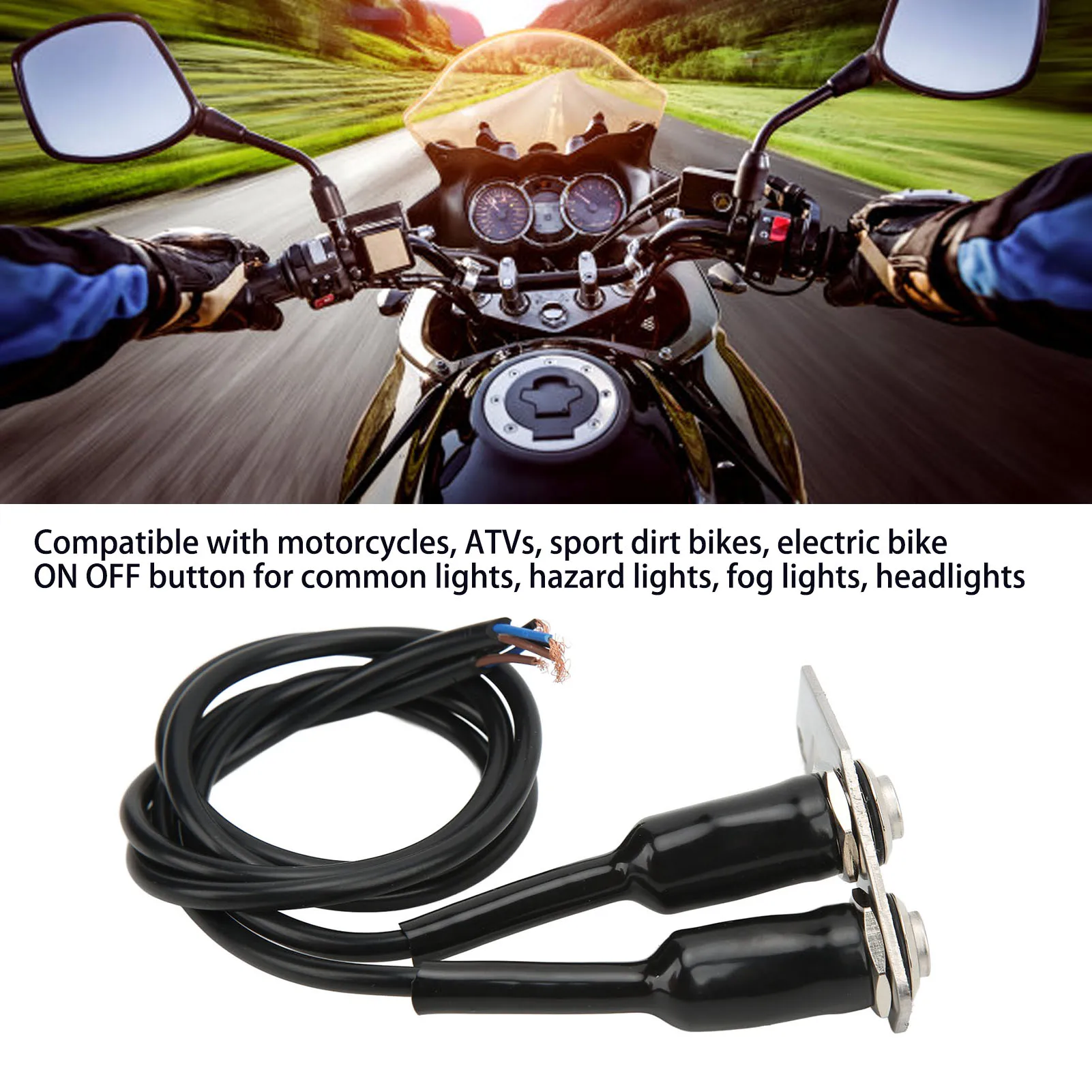 LED Motorcycle Handlebar Switch Headlight Fog Light ON OFF Switch Button with Bracket Stainless Steel for Electric Bike