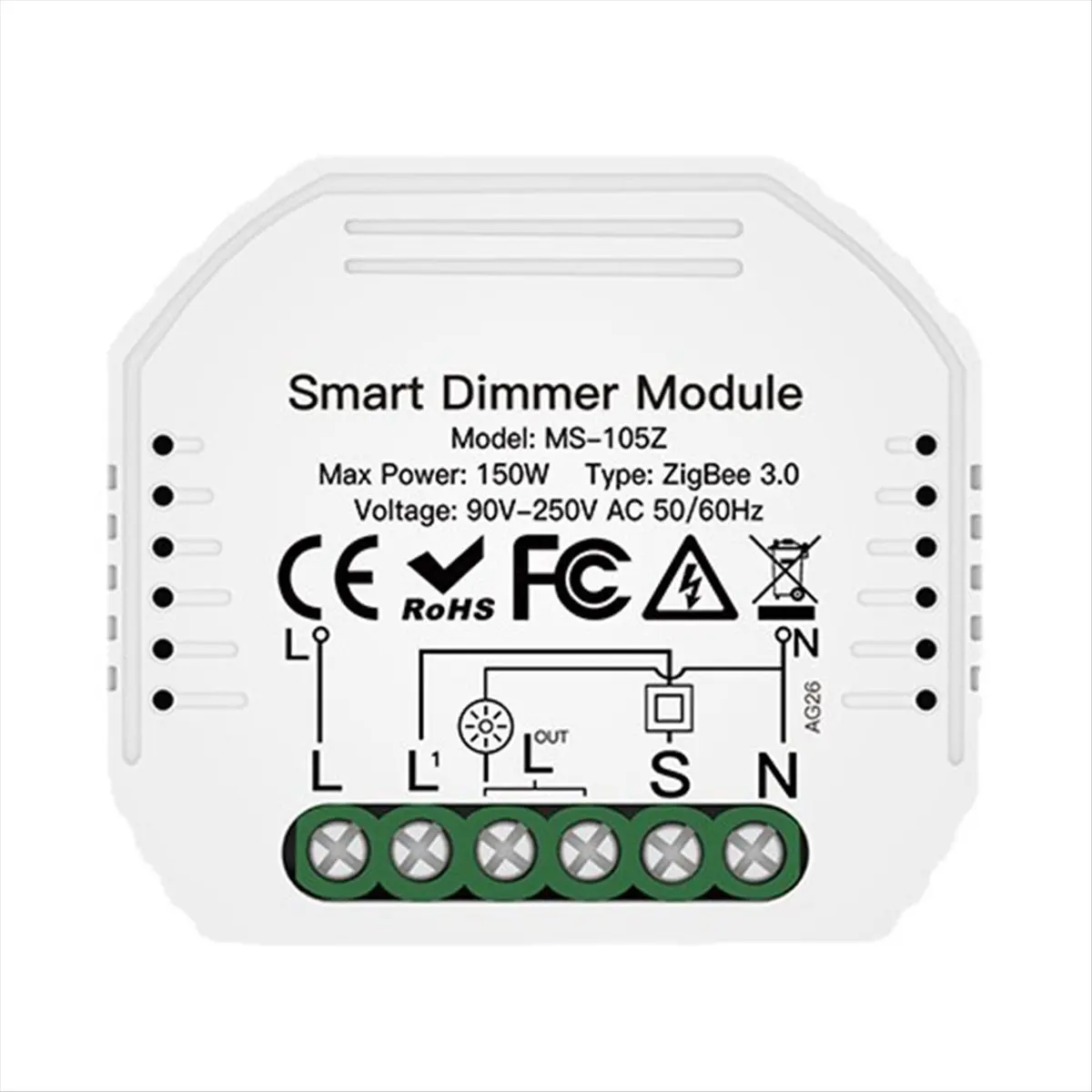 ABFS Smart Zigbee Switch Module 1-Way Dimming Curtain Switch App Remote Control for Alexa Google Home Voice Control