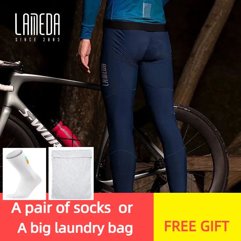 LAMEDA 5-15℃ Men Winter Bike Pants  Thermal Fleece Windproof Trousers For Men Bike Pants Black Blue Warm Cycling Pants