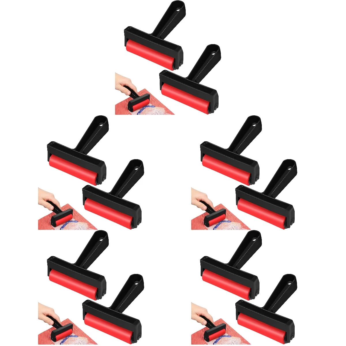 

5 Count Red Roller Professional Tool Stamping Rollers Glue Diamond Household Crafting Plastic for Pressing