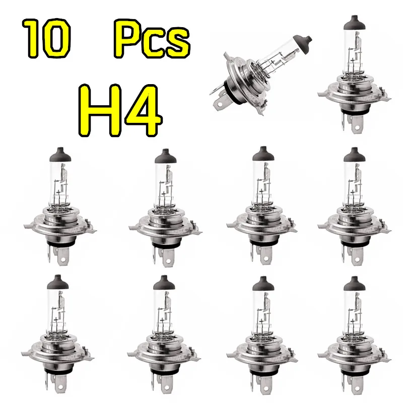 

10Pcs H4 12V60/55W Clear Halogen Car Light Bulb 3200K wholesale Halogen Bulb Car Headlight Lamp p43t HB2 9003 12V Car Bulb 3200K