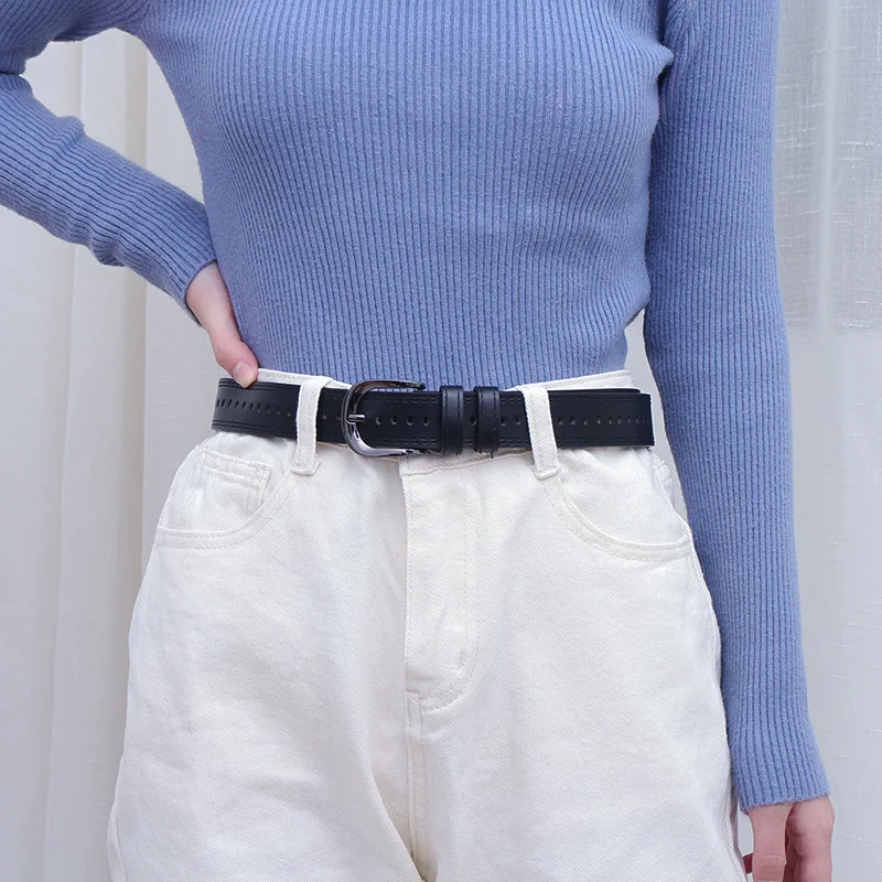 Korean-Style Full-Hole Versatile Retro Pin-Buckle Belt Decorative Women’s Belt for Jeans and Outerwear Instagram-Trendy