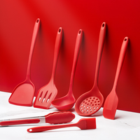 7-Piece Silicone Kitchen Set: Hot Pot & Soup Ladles, Slotted Spatula, Pasta Spoon & Heat-Resistant Tools in Colorful Gift Box fo