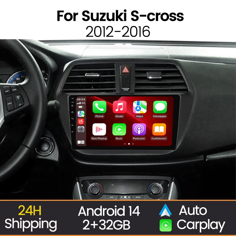 MEKEDE 2Din 9inch Andriod Auto  Carplay Car Radio For Suzuki S-cross 2012-2016 Autoradio  Multimedia Player GPS Navigation BT