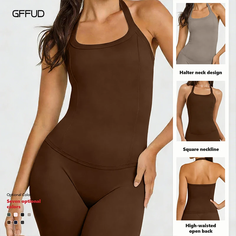 Gym Backless Sports Top Clothing Running Workout Halter Women Yoga Tank Longline Strappy Top Open Back Bra Fitness Sportswear