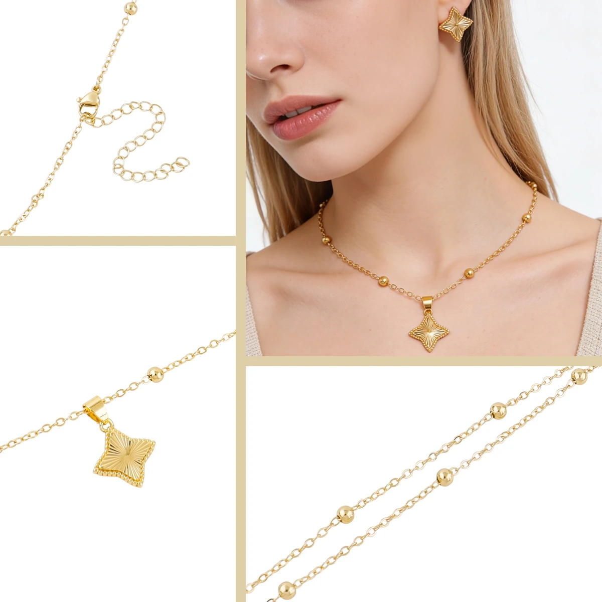Romantisches 2-teiliges Schmuckset mit Anhänger, Halskette und Ohrringen, perfekt für Frauen, Bräute, Hochzeiten, Geschenke und Mädchen-Geburtstage – Detail 14