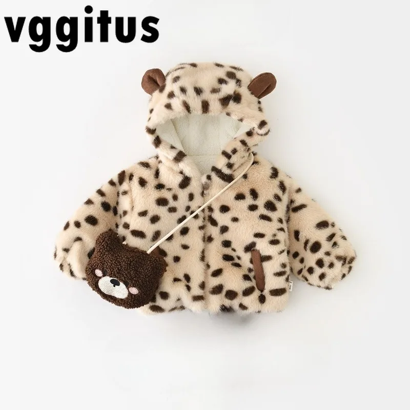 

Новая зимняя куртка из искусственного меха с леопардовым принтом для маленьких девочек и мальчиков, теплая куртка с длинными рукавами и капюшоном, мягкая пушистая плотная верхняя одежда для малышей A5913