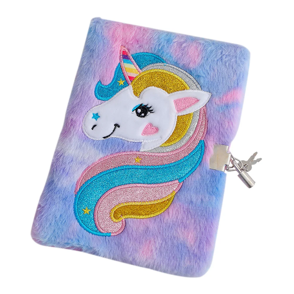

Notebook Lockable Diary The Girl Plush Dairy Gift Fluffy Student Supplies Key for Writing