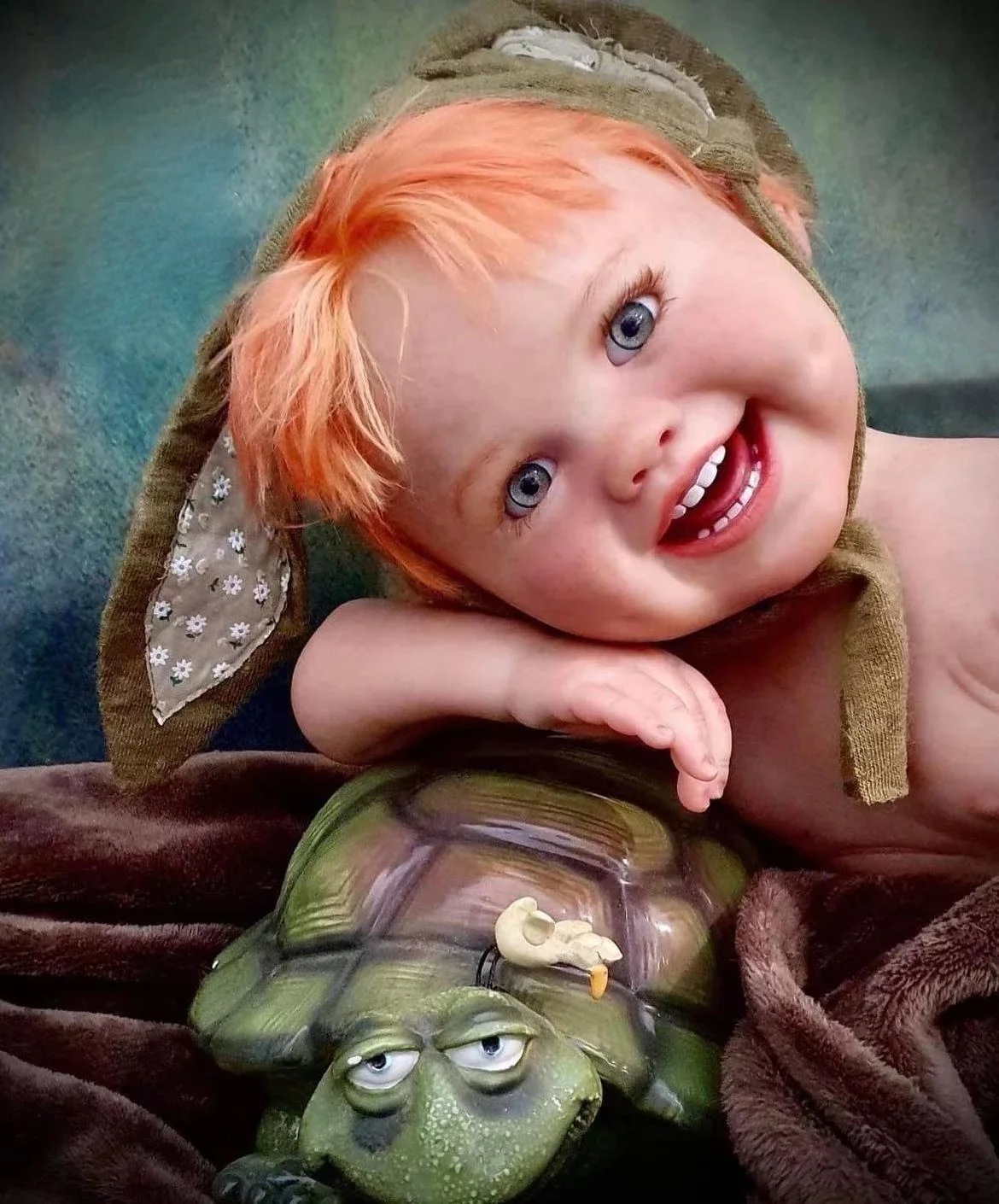 DLS Personalizowana ekskluzywna oferta 29-calowa lalka Reborn z wgłębieniami na policzkach, ręcznie przeszczepionymi pomarańczowymi włosami, gotowa lalka, prezent na Boże Narodzenie