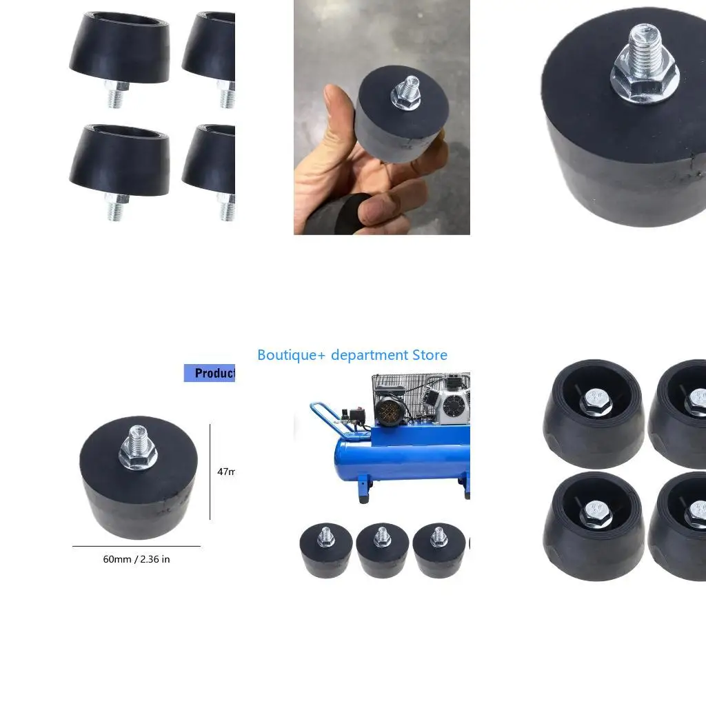 E1PD 8mm Thread Pack Of 4 Heavy Duty Rubber Vibration Damping Feet For Air Compressor Pumps Noise Reduction Stability Anti Slip