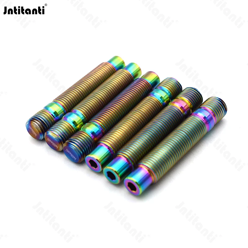 Jntitanti Threaded Double End Gr.5 Titanium Ti-6Al-4V Wheel Stud Convertion M14x1.25mm Wheel Bolts to Lug Nut for BMW MINI SUPRA