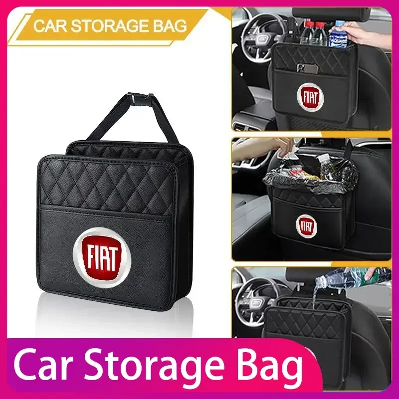 

Car Backseat Multifunction Leather Hanging Storage Bag Interior Accessories For Fiat 500 Punto 125 500 Bravo Stilo Panda Abarth